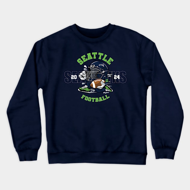 Seattle Football Crewneck Sweatshirt by Nagorniak